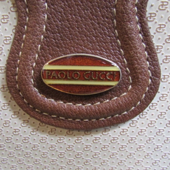 Vtg PAOLO GUCCI GG Pattern women's leather oatmeal shoulder bag - Picture 2 of 16